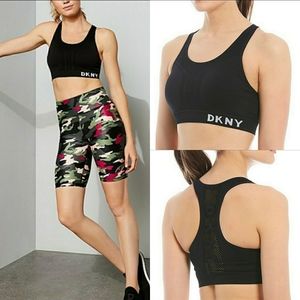 DKNY Sport Logo Mesh Back Racer Seamless Sports Bra